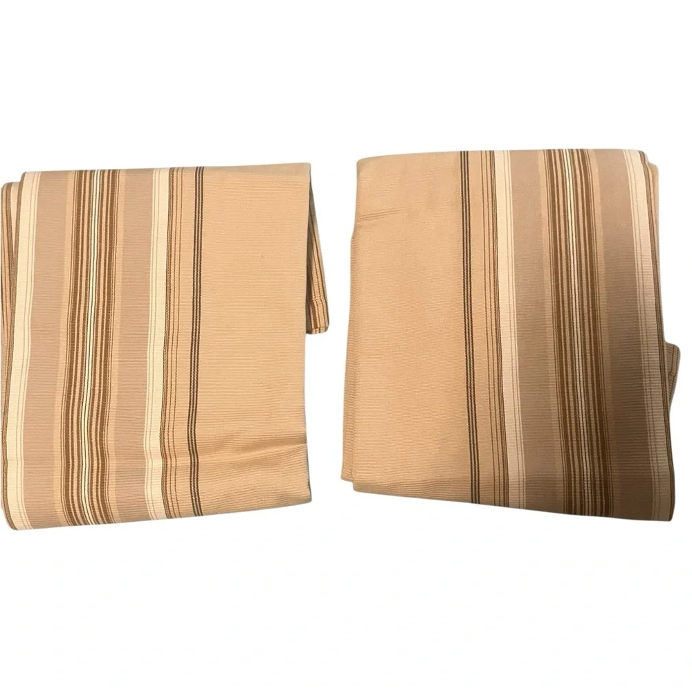 Pair of Pottery Barn Cotton Harrison Brown Gold Drapery Panels With‎ Hooks 50x63